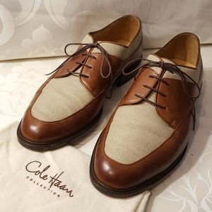 Cole Haan Men's Bragano Shoes Sz 9 Leather/ Linen